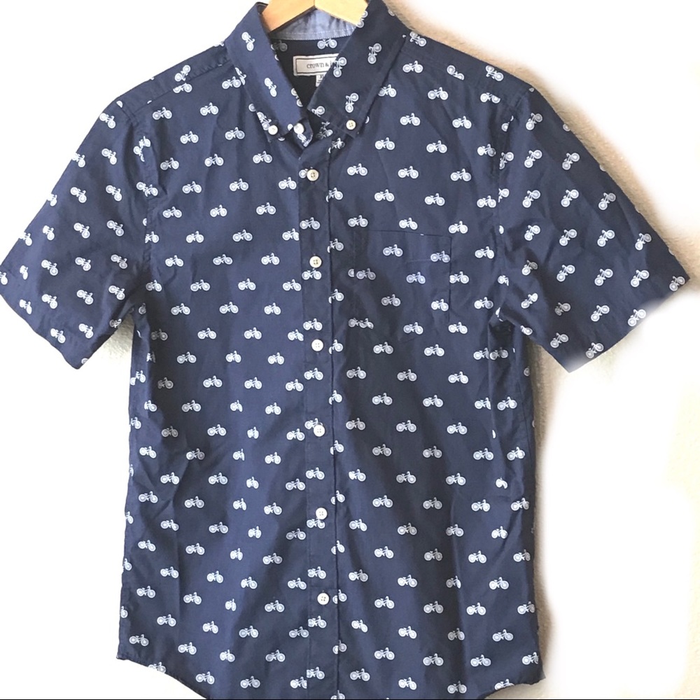 Crown & Ivy Bicycle Print Button Down Shirt